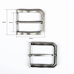 69375 Пряжка 40мм (53*60мм) металл, темное серебро BIG