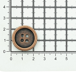 53706 Пуговица 36L (23мм) 4 прокола, металл, темная медь