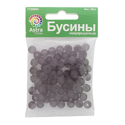 2008 Бусины пластиковые, полупроз., матовые цвет., круглые, 8мм, 20гр,70(+/-5)шт/упак, Astra&Craft