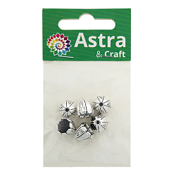 Шапочка для бусин 4AR276, 10мм, серебро, 6шт/упак, Astra&Craft