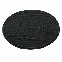 LA559 Термоаппликация круг 'ANGEL' black 93мм*67мм